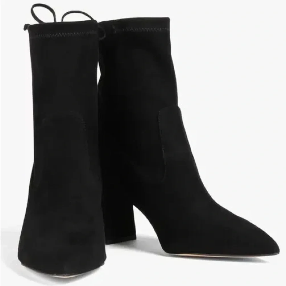 NWT Stuart Weitzman Avenue 85 City Block Booties Suede Size 11.5 Black - Picture 4 of 15